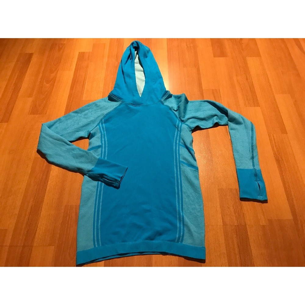 ATHLETA Active Hoodie Sweatshirt Size XS Extra Small Fitted Has Thumbholes Blue‎